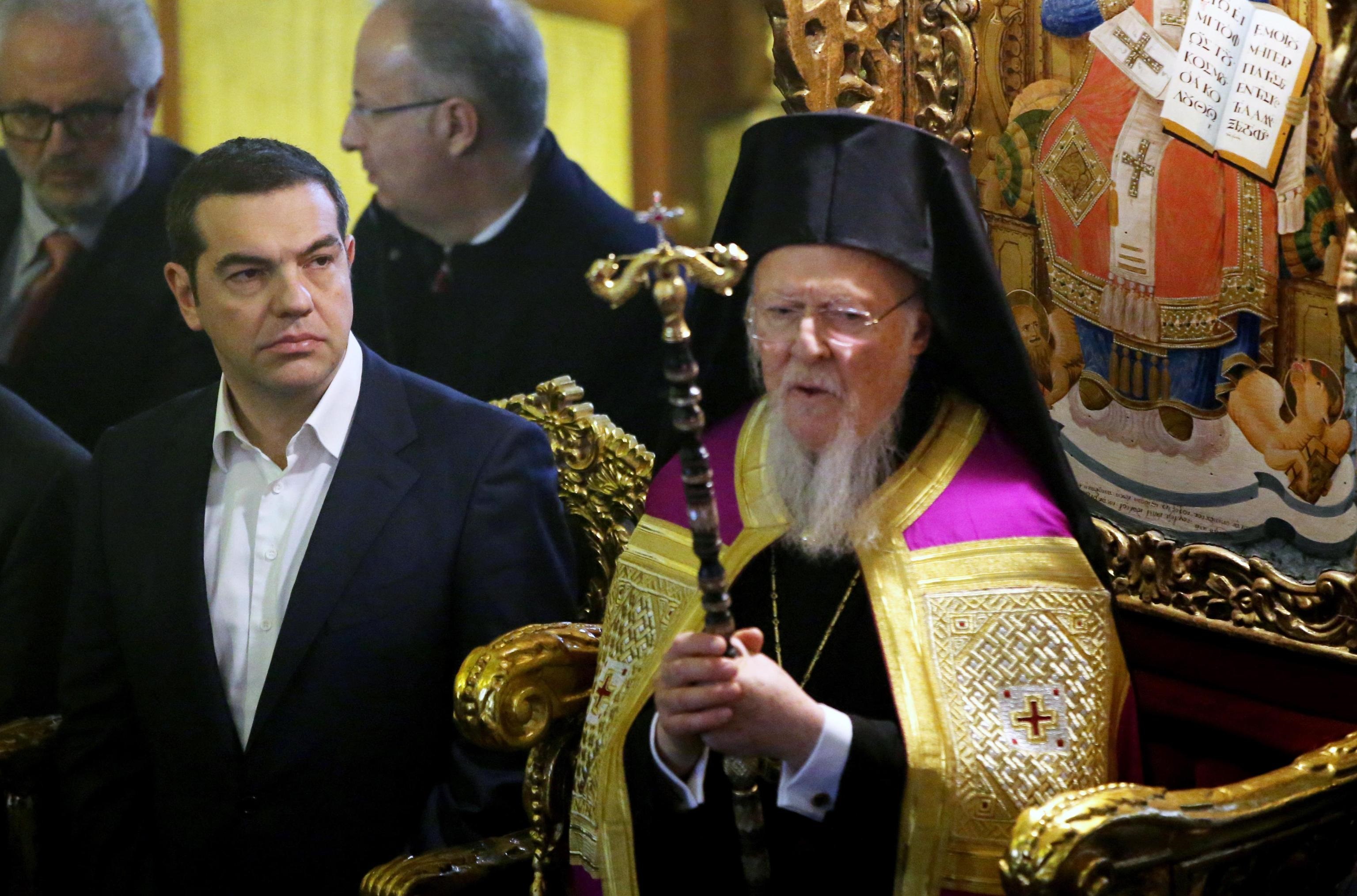 Tsipras con il patriarca ecumenico di Costantinopoli Bartolomeo I
