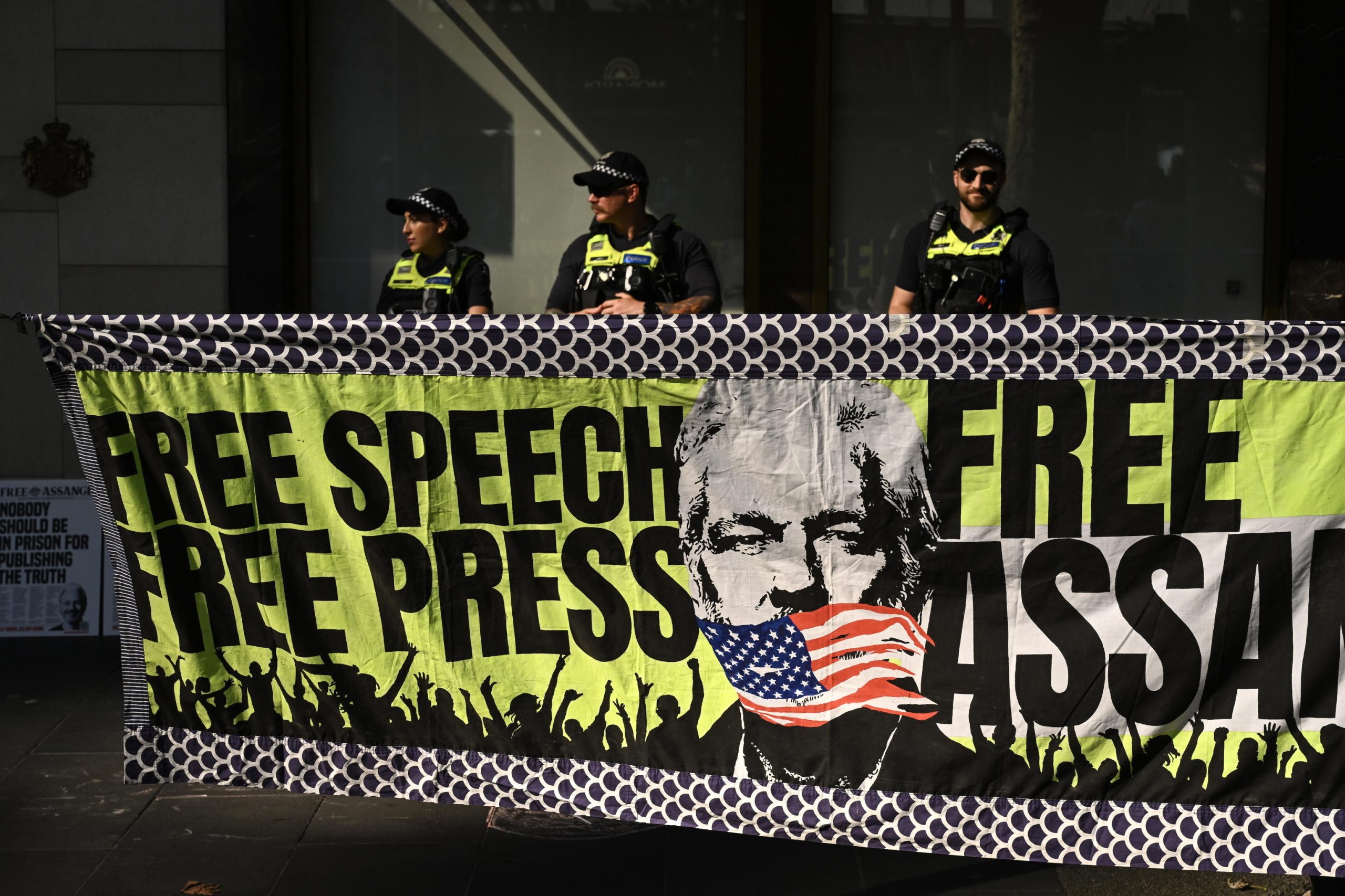 Proteste per la liberazione di Jiulian Assange a Berlino a Melbourne in Australia.